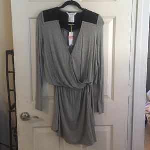 BCBG Gray and Black Jersey knit dress